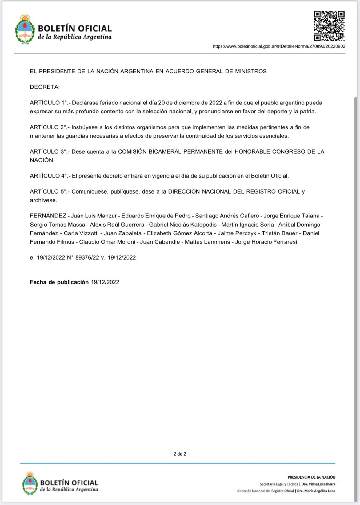 El Gobierno declaró para este martes feriado nacional para recibir a la selección argentina | Canal Showsport