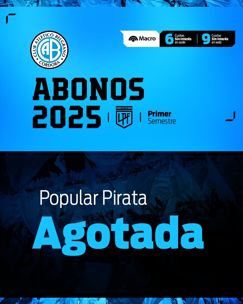 Belgrano agotó la venta de abonos a la popular pirata | Canal Showsport