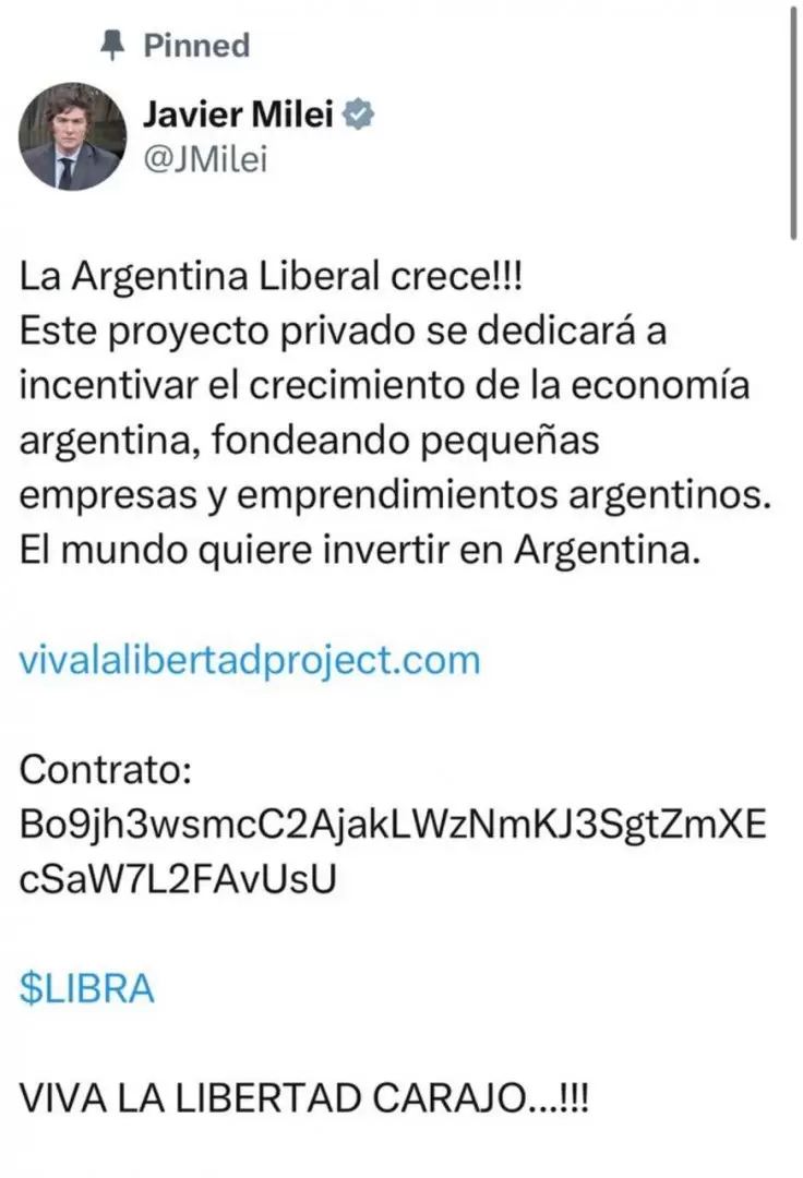 La estafa que promocionó Milei.