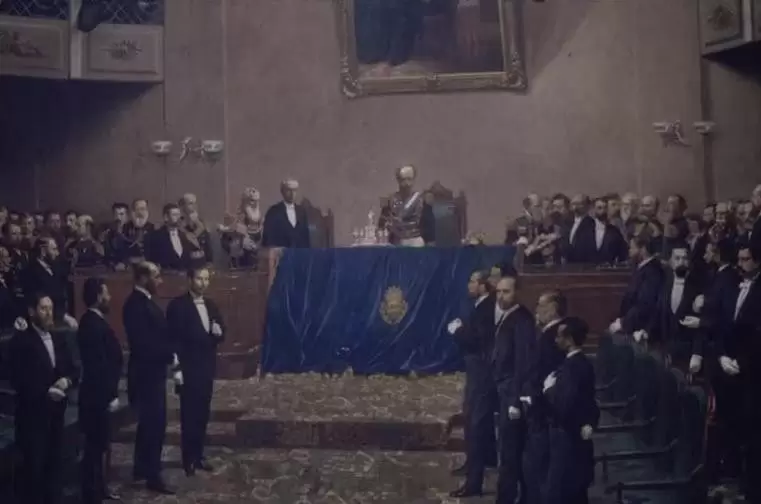 El cuadro que inmortalizó&nbsp;a Roca herido dando un discurso.