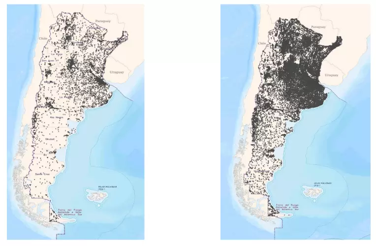 A la izq., la cantidad de usuarios de Starlink en 2024 (cuando no estaba autorizado para comercializar su producto) y a la dcha. los usuarios en 2025.