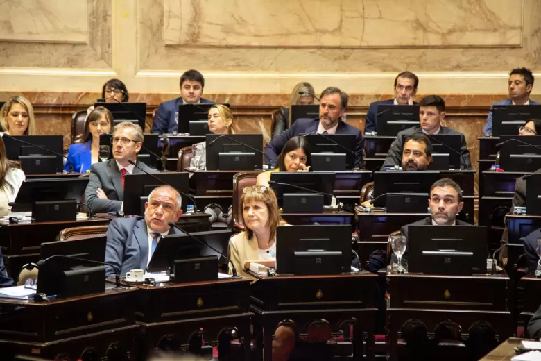 Juez, Bullrich y Atauche en la sesión en el Senado