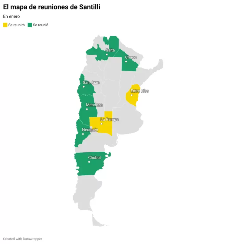 El mapa de reuniones de Santilli en enero