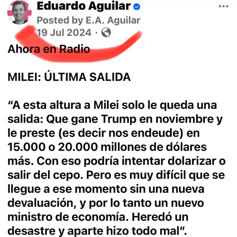 El economista que le anticipó todo a Milei un año antes: predijo el pedido de plata a Trump y ahora advierte qué se viene.