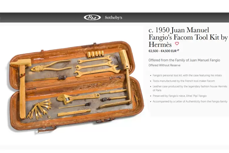 La caja de herramientas Hermés fue conservada, según la casa de subastas, por Ethel, sobrina de Fangio.