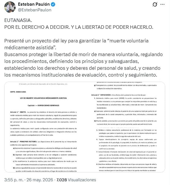 El mensaje del legislador Esteban Paulón, quien presentó el proyecto