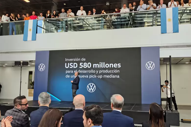 Marcellus Puig, Presidente y CEO de Volkswagen Argentina, en el momento de develar la inversión en Pacheco.