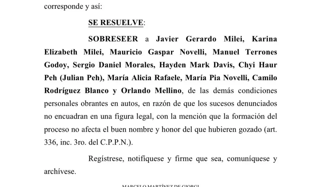 La Justicia resolvió sobreseer a Milei y todos los acusados por el caso LIBRA